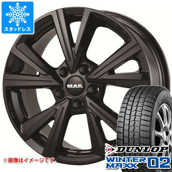 【タイヤ交換対象】VW ポロ AWC系用 スタッドレス 2025年製 ダンロップ ウインターマックス02 WM02 195/55R16 87Q MAK クバーズ タイヤホイール4本セット