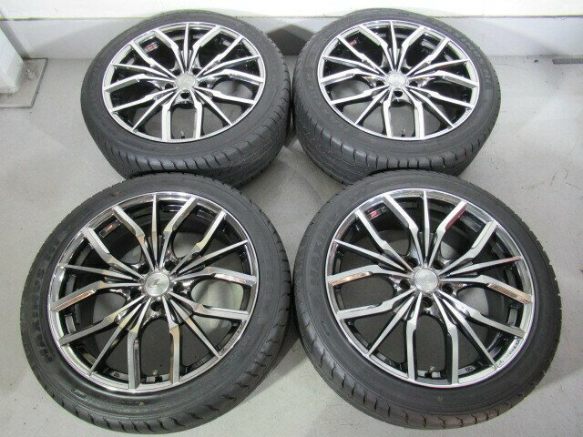 【中古】WEDS LEONIS LV 19×8.0J 114.3-5H+42 73Φ ブラックメタルコートミラーカットMAXTREK MAXMUS M1245/40ZR19 98W2021年製9分山