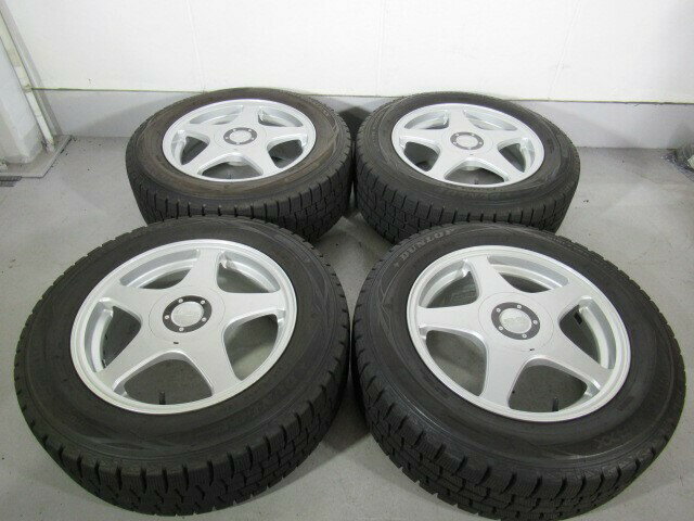 【中古】DUNLOPES VIOLENTO 16×7.0J 100/114.3-5H(10H)+48 73Φ DUNLOP WINTERMAXX WM01215/60R16 95Q2018年製スタッドレスタイヤアルミセット 9分山