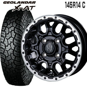 ジオランダー X-AT G016 145R14C 85/83 ヨコハマ YOKOHAMA マッドバーン XR-800M 14×4.5 100/4 +45 マットブラック リムポリッシュ カスタマイズ専用 14インチ サマータイヤ 4本 ホイールセット MUD BAHN GEOLANDAR X-AT オールテレーン 軽トラ 軽バン