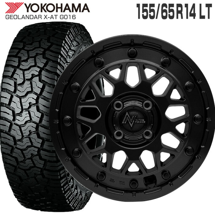 ジオランダー X-AT G016 155/65R14 ヨコハマタイヤ YOKOHAMA TIRES ナイトロパワー M29 STINGER 14×4.5 PCD100/4H +45 バレルブラック 14インチ サマータイヤ 4本 ホイールセット GEOLANDAR X-AT M29スティンガー ラギッドテレーン オフロード