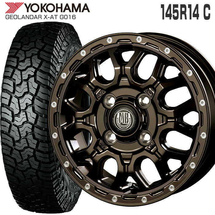 ジオランダー X-AT G016 145R14C 85/83 ヨコハマ YOKOHAMA マッドバーン XR-800M 14 4.5 PCD100/4H +45 グロスブロンズ ピアスポリッシュ GBR/PP カスタマイズ専用 14インチ サマータイヤ 4本 …