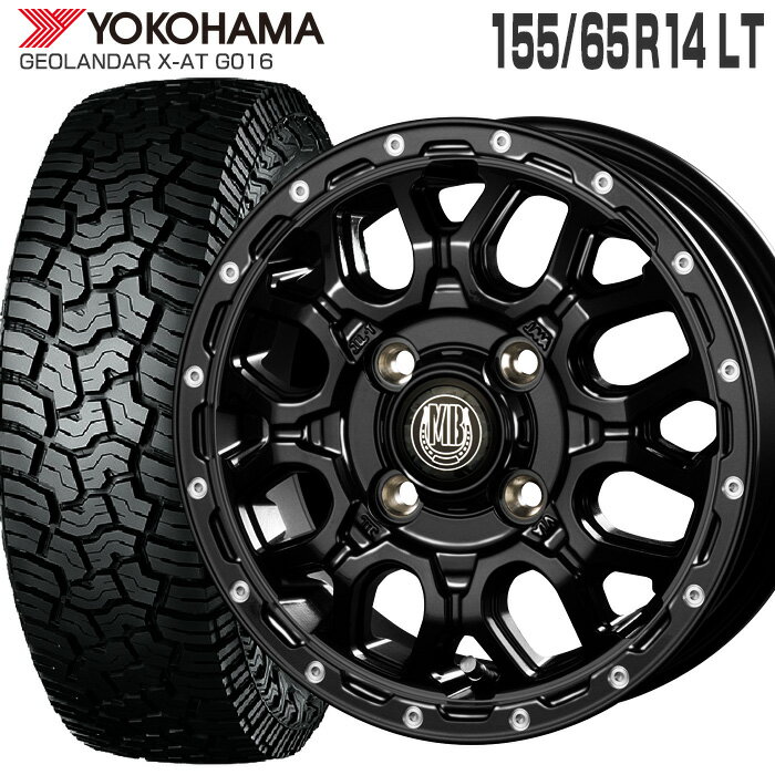 ジオランダー X-AT G016 155/65R14 ヨコハマタイヤ YOKOHAMA TIRES マッドバーン XR-800M 14×4.5 PCD100/4H +45 マットブラック ピアスポリッシュ MBK/PP 14インチ サマータイヤ 4本 ホイールセット GEOLANDAR X-AT MUD BAHN ラギッドテレーン オフロード