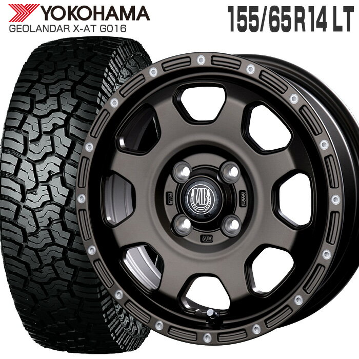 ジオランダー X-AT G016 155/65R14 ヨコハマタイヤ YOKOHAMA TIRES マッドバーン XR-910K 14×4.5 PCD100/4H +45 マットブロンズ ピアスポリッシュ MBR/PP 14インチ サマータイヤ 4本 ホイールセット GEOLANDAR X-AT MUD BAHN ラギッドテレーン オフロード