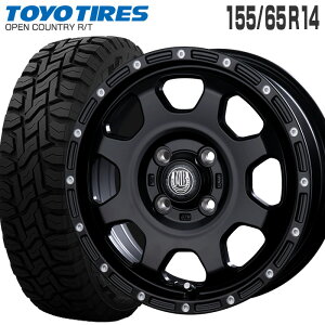 オープンカントリー RT 155/65R14 トーヨータイヤ TOYO TIRE マッドバーン XR-910K 14×4.5 PCD100/4H +45 マットブラック ピアスポリッシュ MBK/PP 14インチ サマータイヤ 4本 ホイールセット OPEN COUNTRY R/T MUD BAHN ラギッドテレーン オフロード