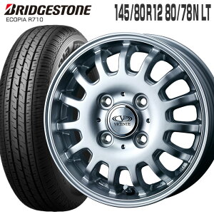 キャリィ エブリィ 専用 エコピア R710 145/80R12 80/78N ブリヂストン BRIDGESTONE ヴィセンテ04 12×3.5 PCD100/4H +45 シルバー 12インチ サマータイヤ 4本 ホイールセット (145R12 6PR 互換) ECOPIA VICENTE-04 CA・EV WEDS 軽トラ 軽バン ブリジストン