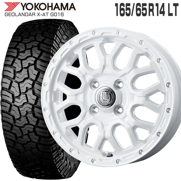 ジオランダー X-AT G016 165/65R14 81/78Q LT ヨコハマ YOKOHAMA XR-800M 14×4.5J 100/4 +45 ピュアホワイト ピアスポリッシュ PWH/PP 14インチ ハスラー フレアクロスオーバー サマー タイヤ ホイールセット 4本 GEOLANDAR X-AT MUD BAHN