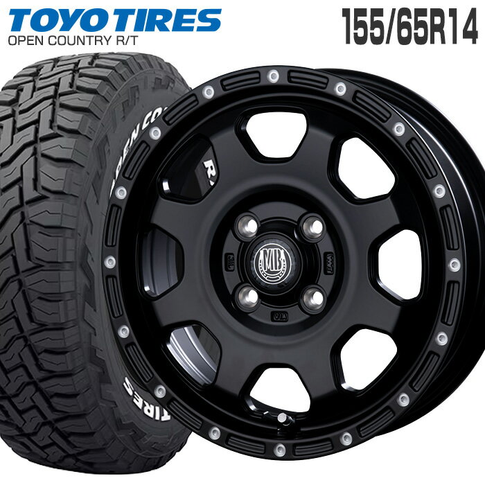樂天商城 - オープンカントリー RT 155/65R14 75Q 片側ホワイトレター トーヨータイヤ TOYO TIRE XR-910K 14×4.5J 100/4 +45 マットブラック ピアスポリッシュ MBK/PP 14インチ 軽自動車 N-BOX スペーシア タント サマータイヤ ホイールセット 4本 OPEN COUNTRY R/T