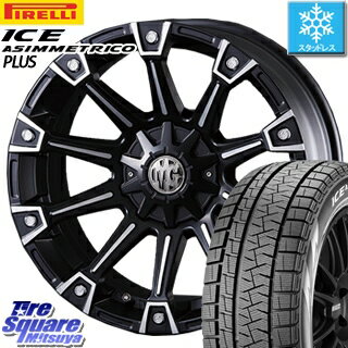 デリカ D5 ピレリ ICE ASIMMETRICO plus アイスアシンメトリコプラス 5月末迄の特価● スタッドレス 215/60R16 CRIMSON クリムソン MONSTER モンスター ホイールセット 16インチ 16 X 7.0J +35 5穴 114.3