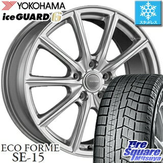 マラソン!楽天カードでポイント最大34倍!4月16日01:59迄 YOKOHAMA ヨコハマ ice GUARD6 アイスガード ig60 スタッドレス スタッドレスタイヤ 185/60R15 ブリヂストン ECOFORM エコフォルム SE-15 ホイールセット 4本 15インチ 15 X 6 +43 5穴 100