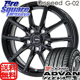 YOKOHAMA ヨコハマ アドバン フレバ FLEVA V701 サマータイヤ 225/45R18 HotStuff 軽量設計！G.speed G-02 ブラック ホイールセット 4本 18インチ 18 X 7.5 +48 5穴 114.3