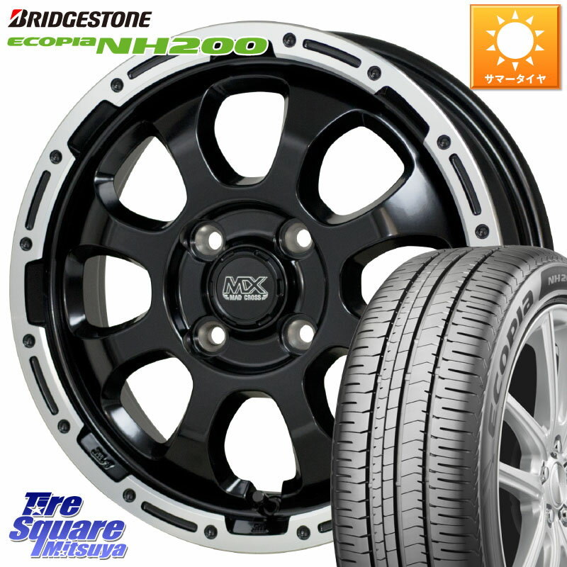 HotStuff マッドクロス グレイス BK 4H ホイール 16インチ 16 X 6.0J +42 4穴 100 ブリヂストン ECOPIA NH200 エコピア サマータイヤ 195/55R16 アクア