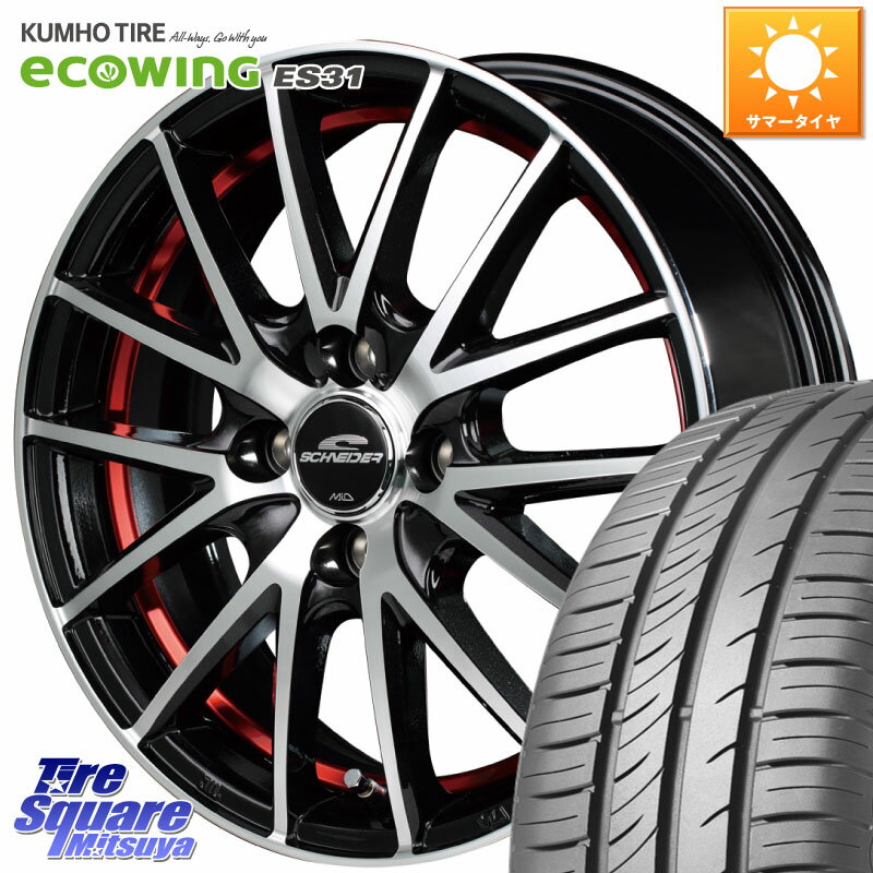 MANARAY MID SCHNEIDER シュナイダー RX27 RX-27 ホイール 4本 13インチ 13 X 4.0J +43 4穴 100 KUMHO ecoWING ES31 エコウィング サマータイヤ 155/65R13 ゼスト