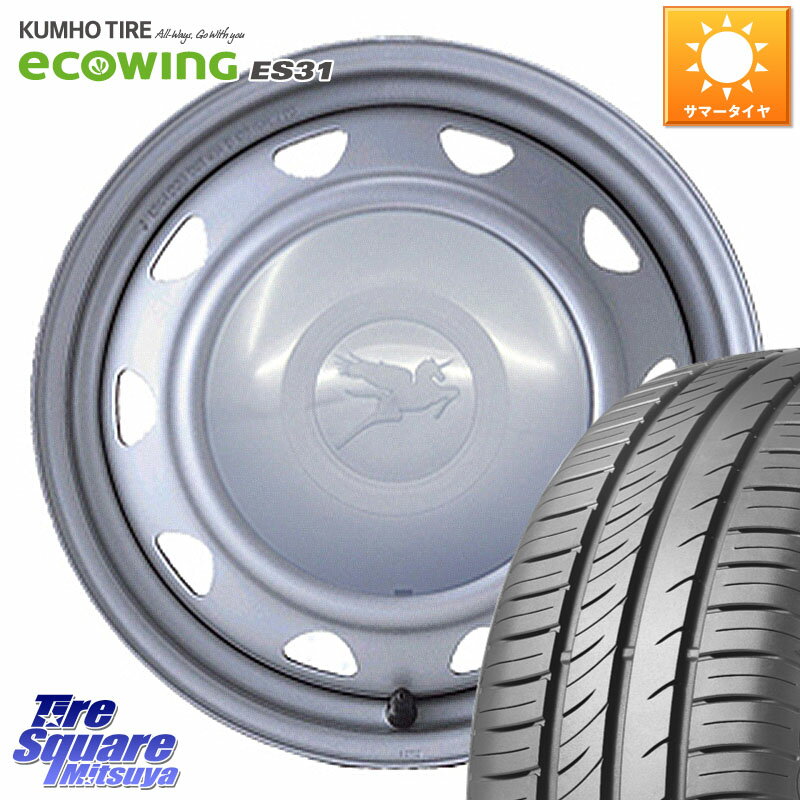 WEDS キャロウィン PB-401F スチールホイール 13インチ 13 X 4.0J +40 4穴 100 KUMHO ecoWING ES31 エコウィング サマータイヤ 155/65R13 ゼスト