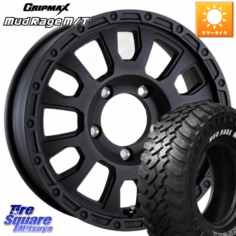 阿部商会 LA STRADA AVENTURA アヴェンチュラ BK 16インチ 16 X 5.5J +22 5穴 139.7 GRIPMAX MUD Rage MT M/T アウトラインホワイトレター 235/70R16 ジムニー