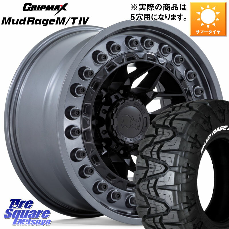 BLACK RHINO ALPHA アルファ ホイール 17インチ 17 X 9.0J +0 5穴 127 GRIPMAX MUD Rage MT4 M/T 4 ホワイトレター 35X12.5R17 35X/12.50R17 ジープ ラングラー JK JL