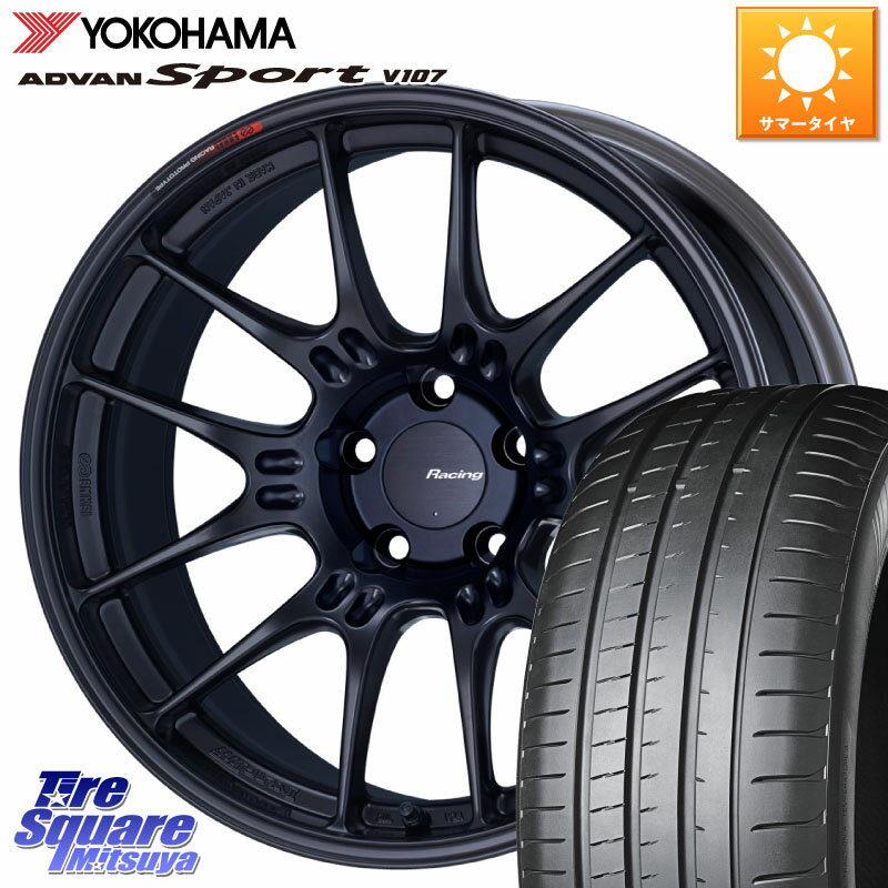 ENKEI エンケイ RACING GTC02 BK ホイール 18インチ 18 X 7.5J +48 5穴 100 YOKOHAMA R7565 ADVAN アドバン Sport スポーツ V107 245/45R18