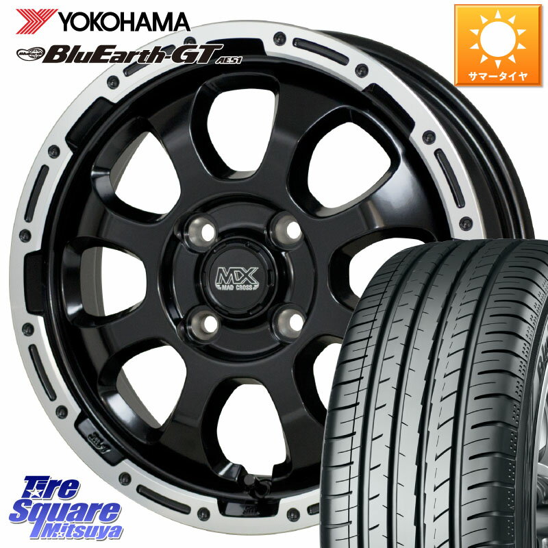 HotStuff マッドクロス グレイス BK 4H ホイール 14インチ 14 X 4.5J +45 4穴 100 YOKOHAMA R4577 ヨコハマ BluEarth-GT AE51 155/65R14