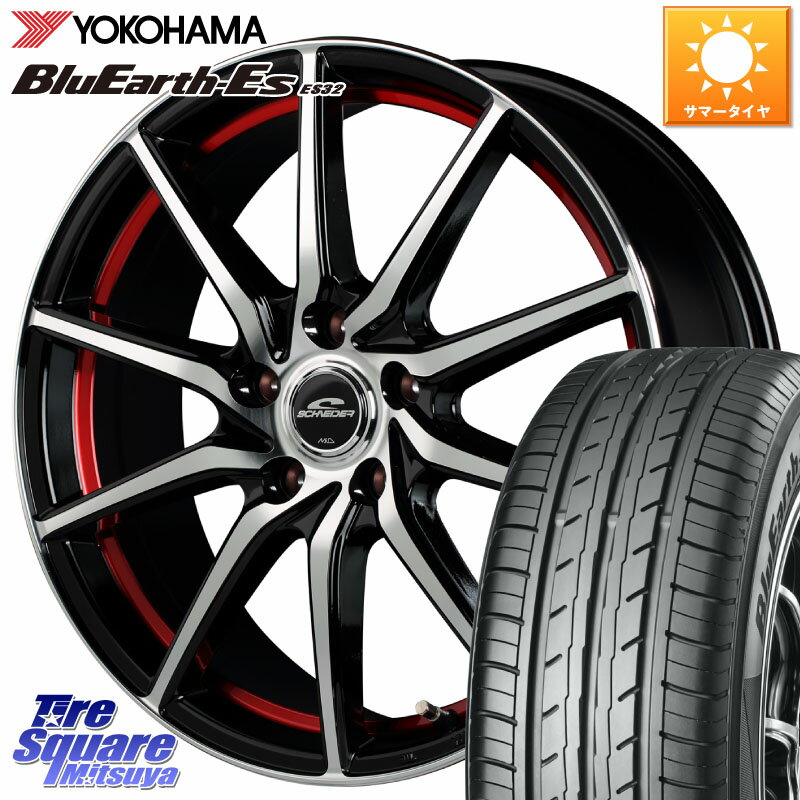 MANARAY MID SCHNEIDER RX810 レッド ホイール 17インチ 17 X 7.0J +48 5穴 114.3 YOKOHAMA R2463 ヨコハマ BluEarth-Es ES32 215/50R17 MAZDA3 インプレッサ リーフ レヴォーグ