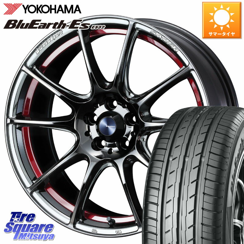 WEDS SA-25R RED ウェッズ スポーツ ホイール 18インチ 18 X 8.5J(86 Brembo) +45 5穴 100 YOKOHAMA R2470 ヨコハマ BluEarth-Es ES32 225/40R18 86 ブレンボキャリパー対応