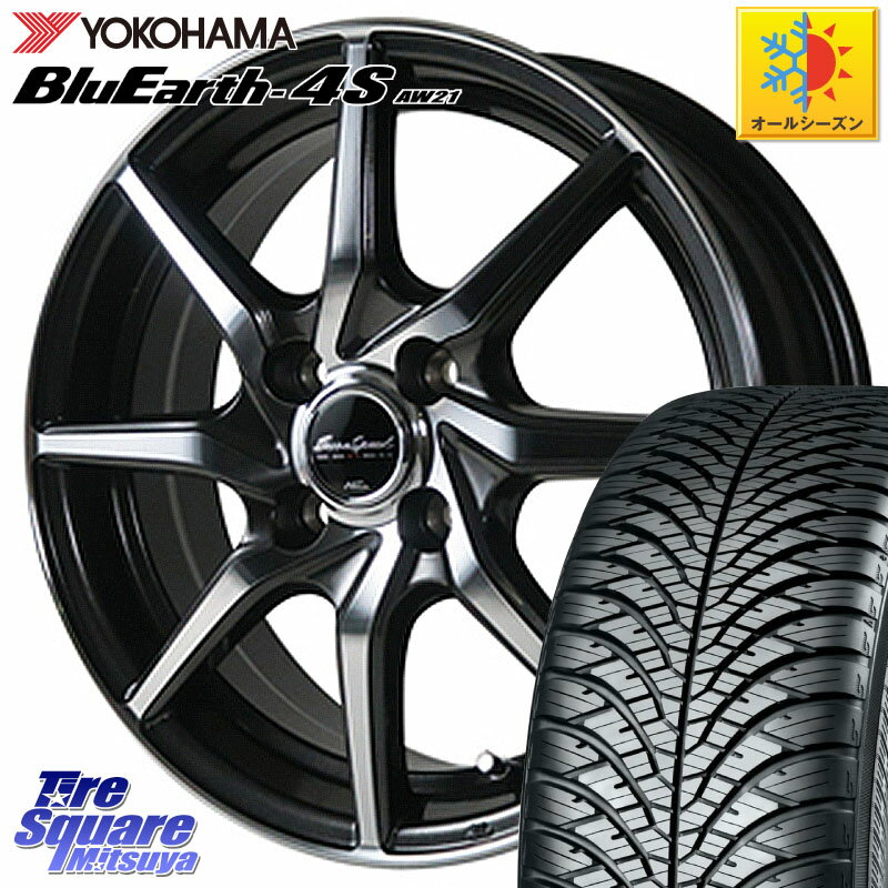 YOKOHAMA R3318 ヨコハマ BluEarth-4S AW21 オールシーズンタイヤ 195/65R15 MANARAY MID Euro Speed S810 ホイール 15インチ 15 X 5.5J +50 4穴 100 E13 ノートクロスオーバー