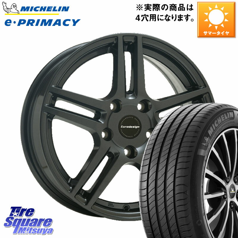阿部商会 Eurodesign EIGER ホイール 15インチ 15 X 6.0J(RENAUT LUTECIA RH) +31 4穴 100 ミシュラン e PRIMACY Eプライマシー 88H 正規 185/65R15 ルノー ルーテシア4 RH系