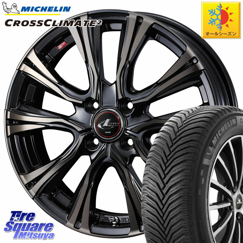 ミシュラン CROSSCLIMATE2 クロスクライメイト2 オールシーズンタイヤ 93H XL 正規 195/60R16 WEDS 41225 LEONIS VR ウェッズ レオニス ホイール 16インチ 16 X 6.0J +42 4穴 100 オーラ