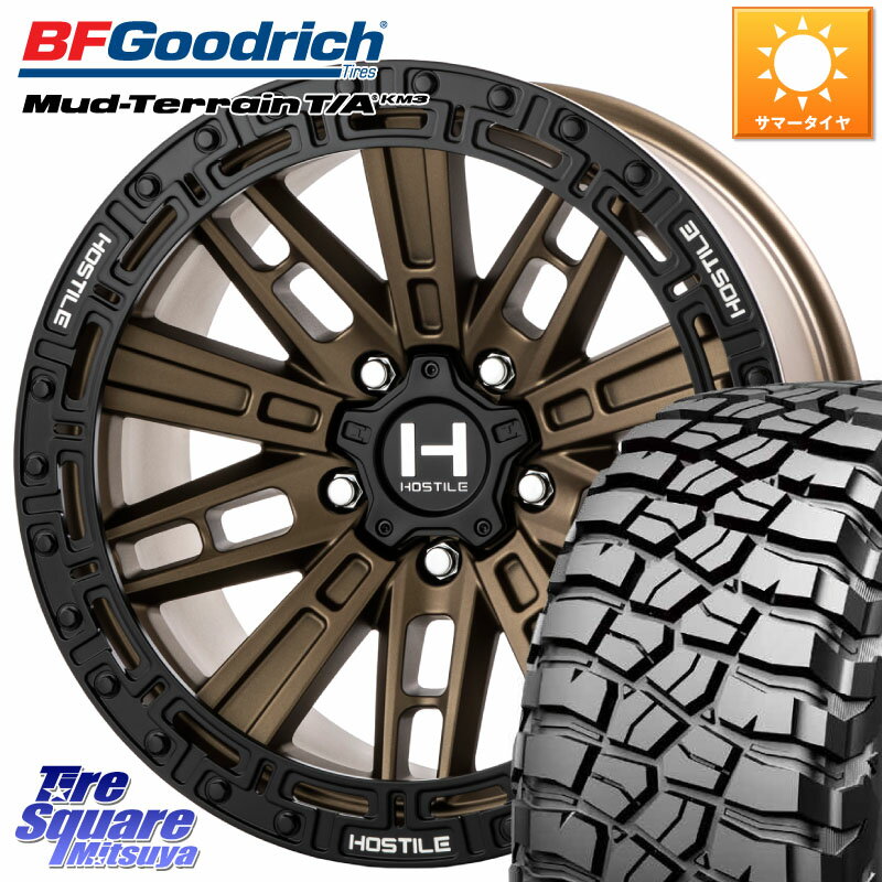 HOSTILE H129 MOJAVE モハベ BR ホイール 17インチ 17 X 9.0J +0 5穴 127 BF Goodrich マッドテレーン KM3 TA T/A グッドリッチ Mud-Terrain T/A 35X12.5R17 35X/12.50R17 ジープ ラングラー JK JL