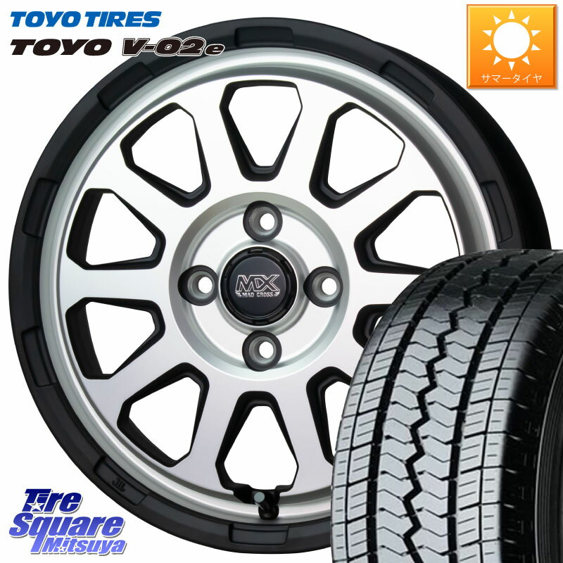 HotStuff マッドクロス レンジャー シルバー ホイール 14インチ 14 X 5.0J(JWL-T) +35 4穴 100 TOYOTIRES トーヨー V-02e V02e サマータイヤ 165/*R14 6PR ADバン