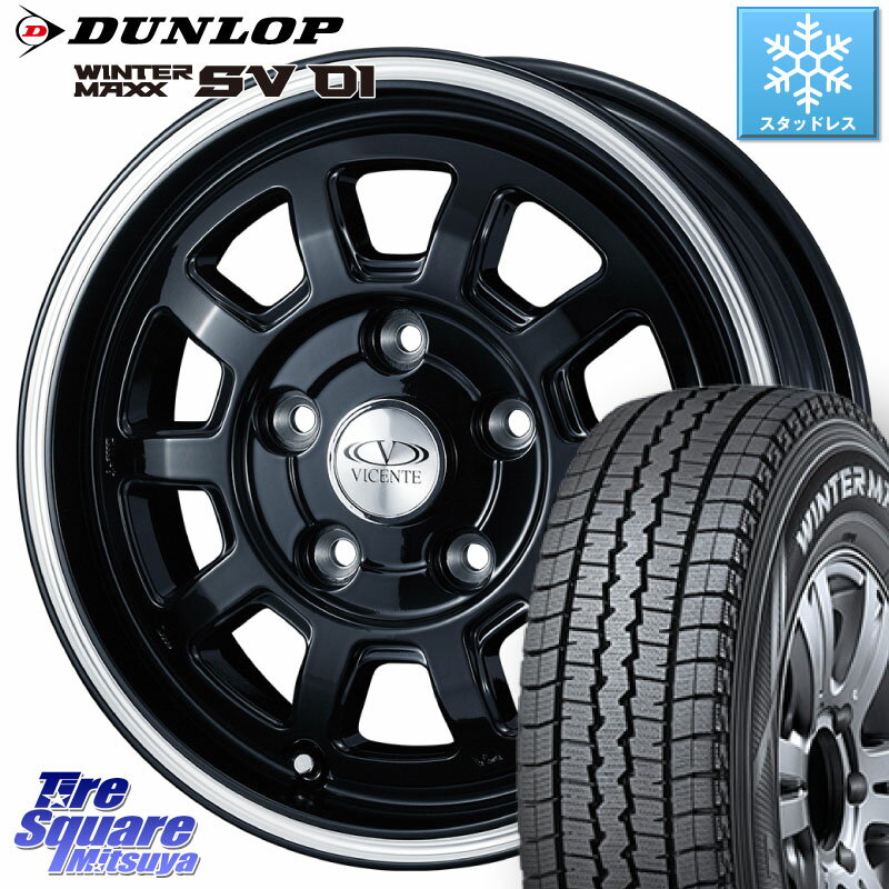 DUNLOP WINTER MAXX SV01 ウィンターマックス スタッドレス 175/80R14 99*98 WEDS 39803 ヴィセンテ06 VICENTE-06 TG ブラックポリッシュ 14 X 5.0J +48 5穴 114.3