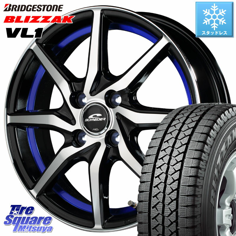 ブリヂストン BLIZZAK VL1 軽トラ ブリザック スタッドレス 145/*R12 8PR MANARAY MID SCHNEIDER RX810 ブルー ホイール 12インチ 12 X 4.0J +43 4穴 100