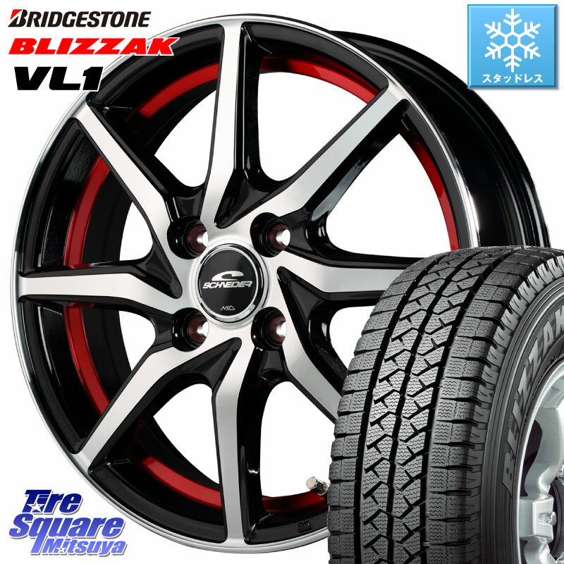 ブリヂストン BLIZZAK VL1 軽トラ ブリザック スタッドレス 145/*R12 8PR MANARAY MID SCHNEIDER RX810 レッド ホイール 12インチ 12 X 4.0J +43 4穴 100