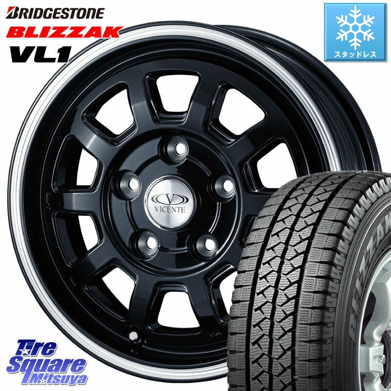 ブリヂストン BLIZZAK VL1 ブリザック スタッドレス 165/80R14 97*95 WEDS 40115 ヴィセンテ06 VICENTE-06 PS ブラックポリッシュ 14 X 5.0J(JWL-T) +35 4穴 100 サクシード ADバン