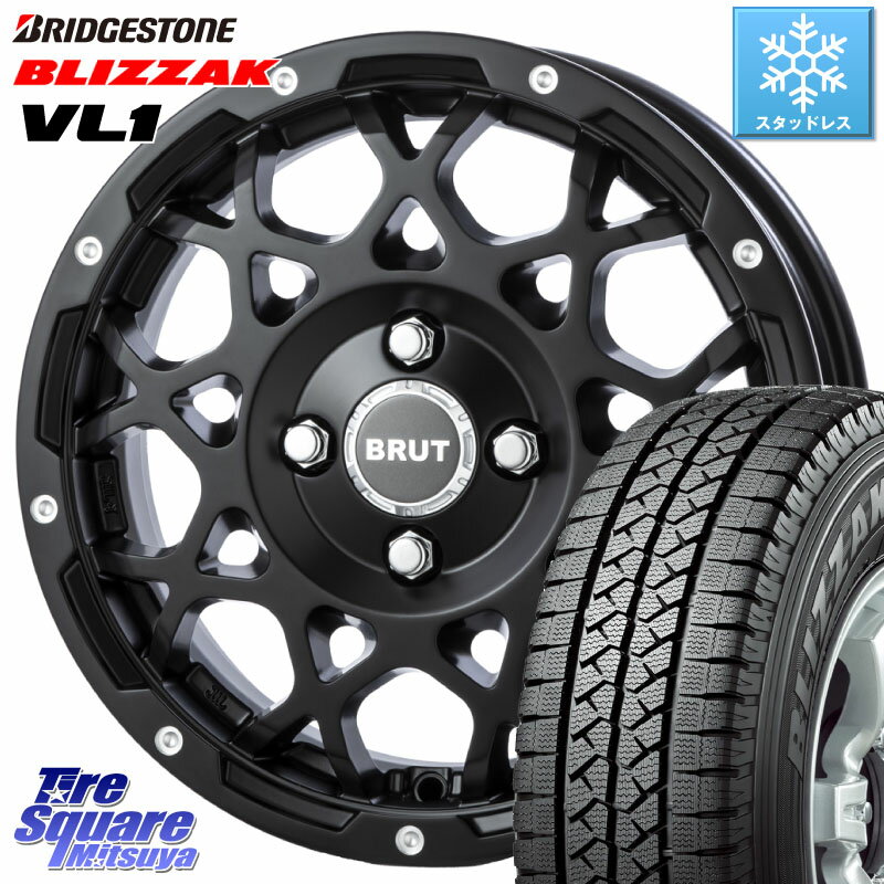 ブリヂストン BLIZZAK VL1 ブリザック スタッドレス 165/80R14 91*90 BRUT ブルート BR-55 BR55 ミルドサティンブラック 14インチ 14 X 5.0J(JWL-T) +35 4穴 100 ADバン