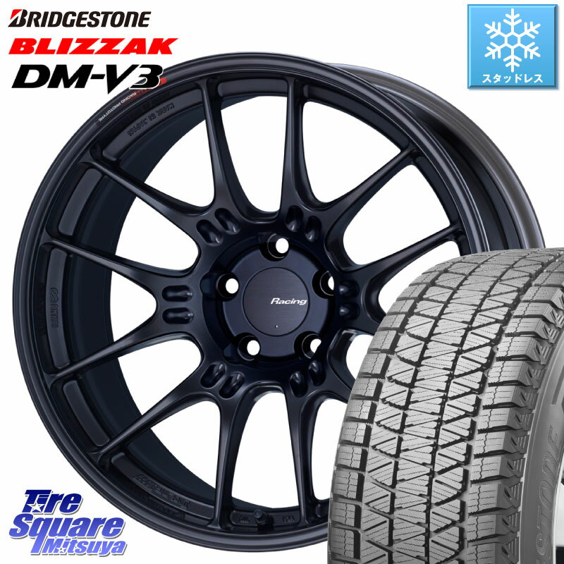 ブリヂストン ブリザック DM-V3 DMV3 ■ 2023年製 スタッドレス 225/60R18 ENKEI エンケイ RACING GTC02 BK ホイール 18インチ 18 X 7.5J +48 5穴 114.3 CX-5 アウトバック