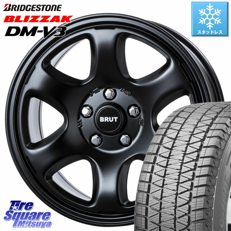 ブリヂストン ブリザック DM-V3 DMV3 ■ 2023年製 スタッドレス 225/60R17 BRUT ブルート BR-44 BR44 BK ホイール 17インチ 17 X 7.5J +38 5穴 114.3 アルファード デリカ D5 D:5