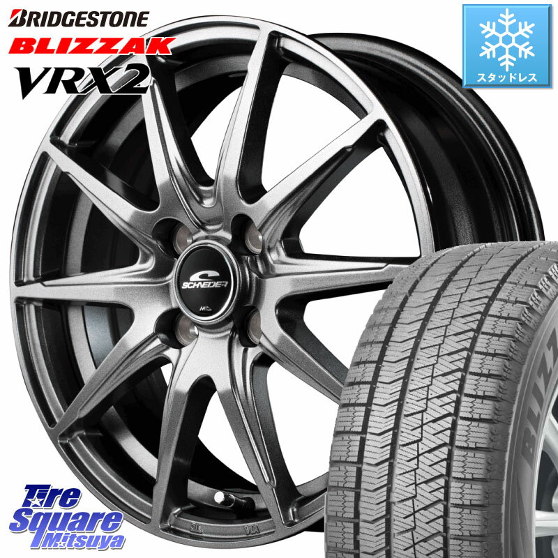 ブリヂストン ブリザック VRX2 スタッドレス ● 2023年製 155/70R13 MANARAY MID SCHNEIDER シュナイダー SLS ホイール 13インチ 13 X 4.0J +43 4穴 100