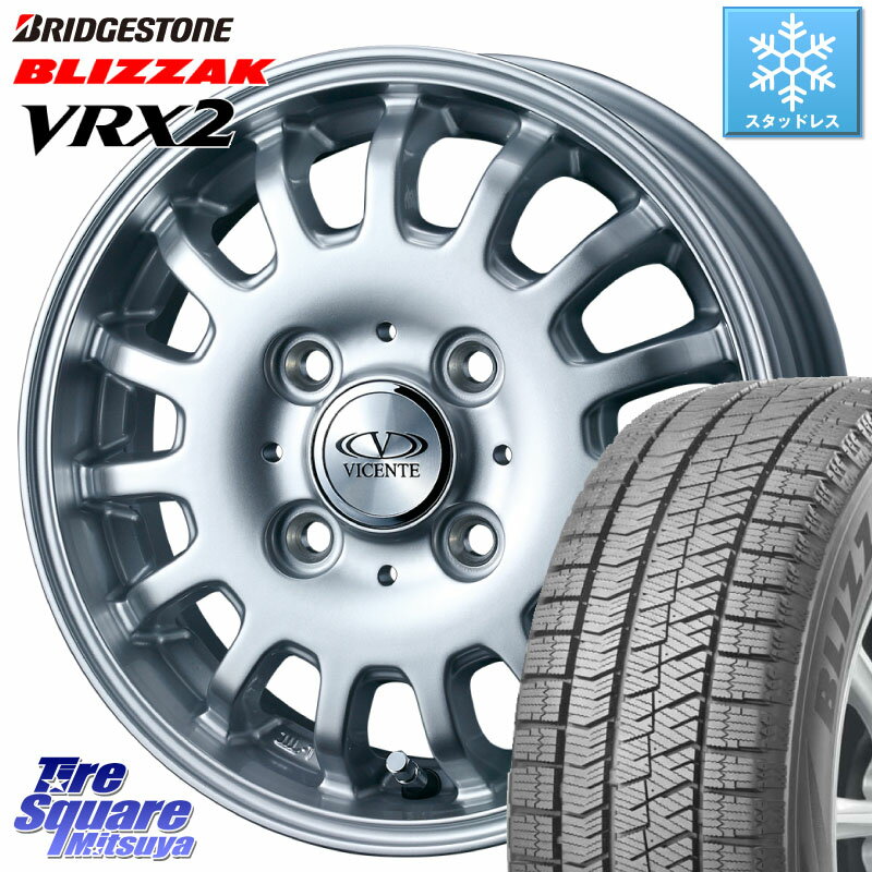 ブリヂストン ブリザック VRX2 スタッドレス ● 2023年製 155/70R13 WEDS 35663 ヴィセンテ04 VICENTE-04 EV ホイール 13インチ 13 X 4.5J +50 4穴 100