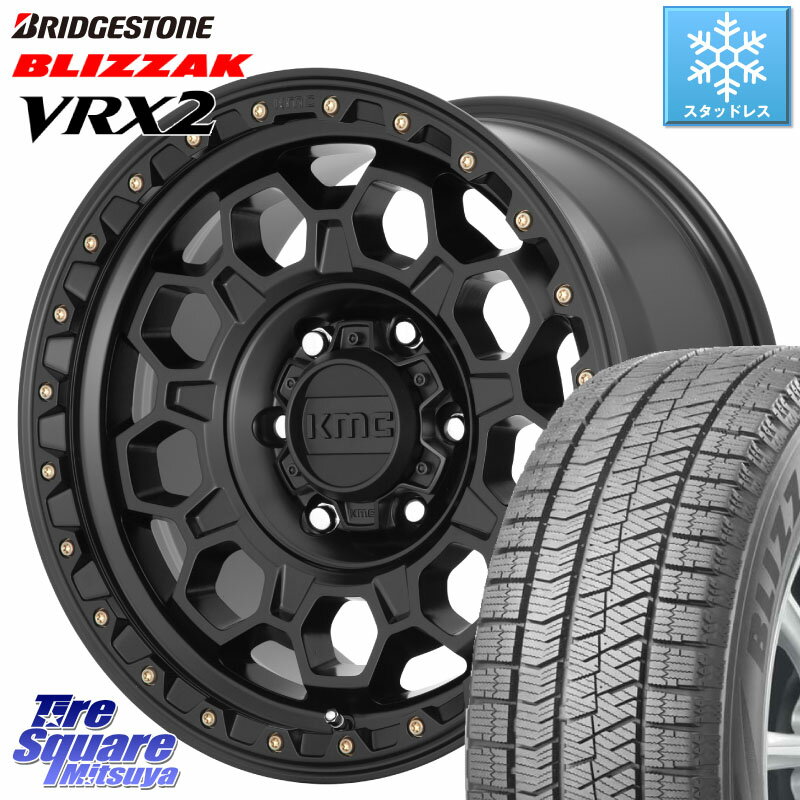 ブリヂストン ブリザック VRX2 スタッドレス ● 2023年製 225/65R17 KMC KM545 Trek Black ホイール 17インチ 17 X 8.0J +35 5穴 114.3 RAV4 デリカ D5 D:5 NX