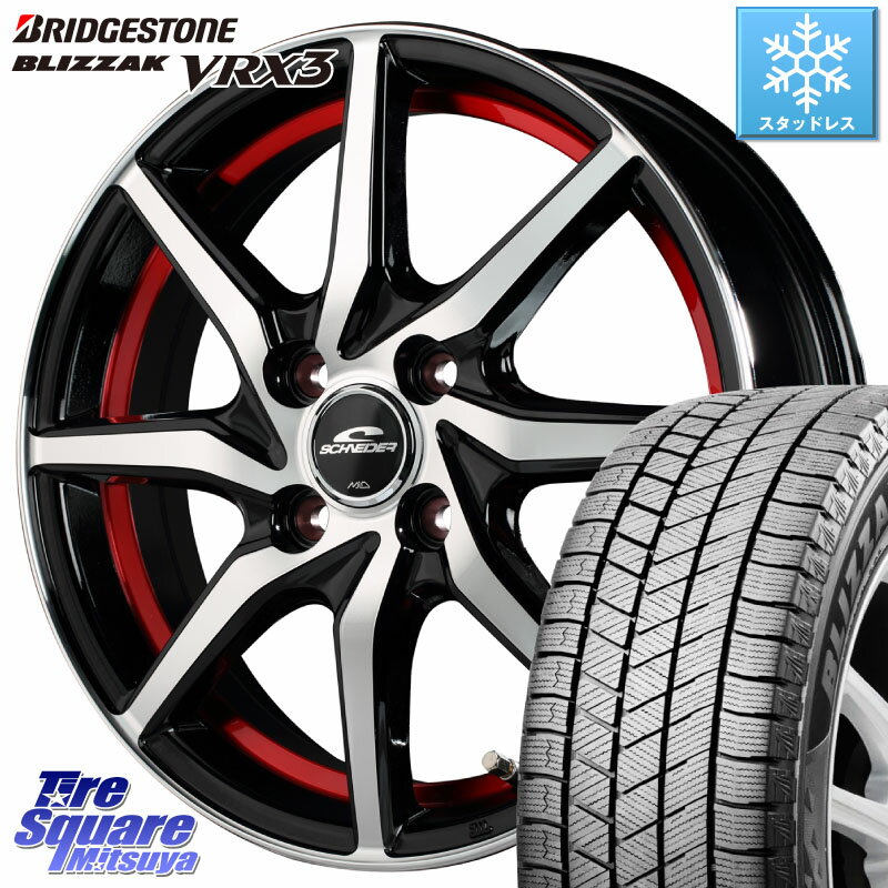 ブリヂストン ブリザック BLIZZAK VRX3 スタッドレス 165/65R14 MANARAY MID SCHNEIDER RX810 レッド ホイール 14インチ 14 X 5.5J +38 4穴 100 ルーミー