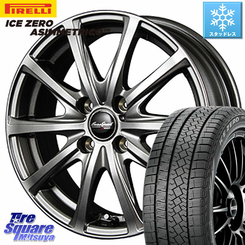 ピレリ ICE ZERO ASIMMETRICO スタッドレス 185/65R15 MANARAY MID EuroSpeed ユーロスピード V25 ホイール 15インチ 15 X 5.5J +40 4穴 100 アクア ノート