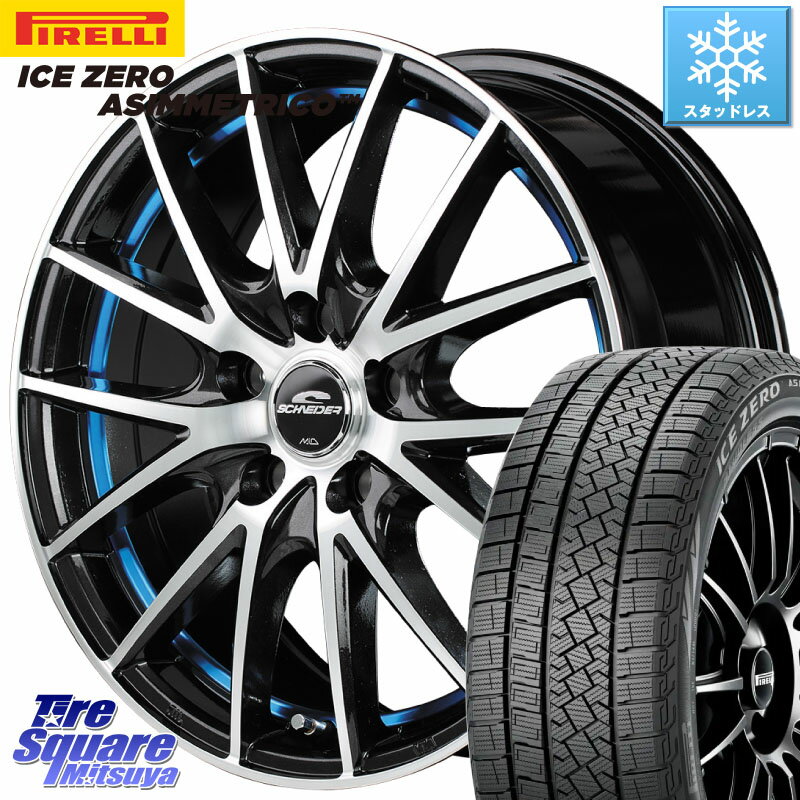 ピレリ ICE ZERO ASIMMETRICO スタッドレス 235/65R17 MANARAY MID SCHNEIDER シュナイダー RX27 RX-27 ホイール 4本 17インチ 17 X 7.0J +48 5穴 114.3