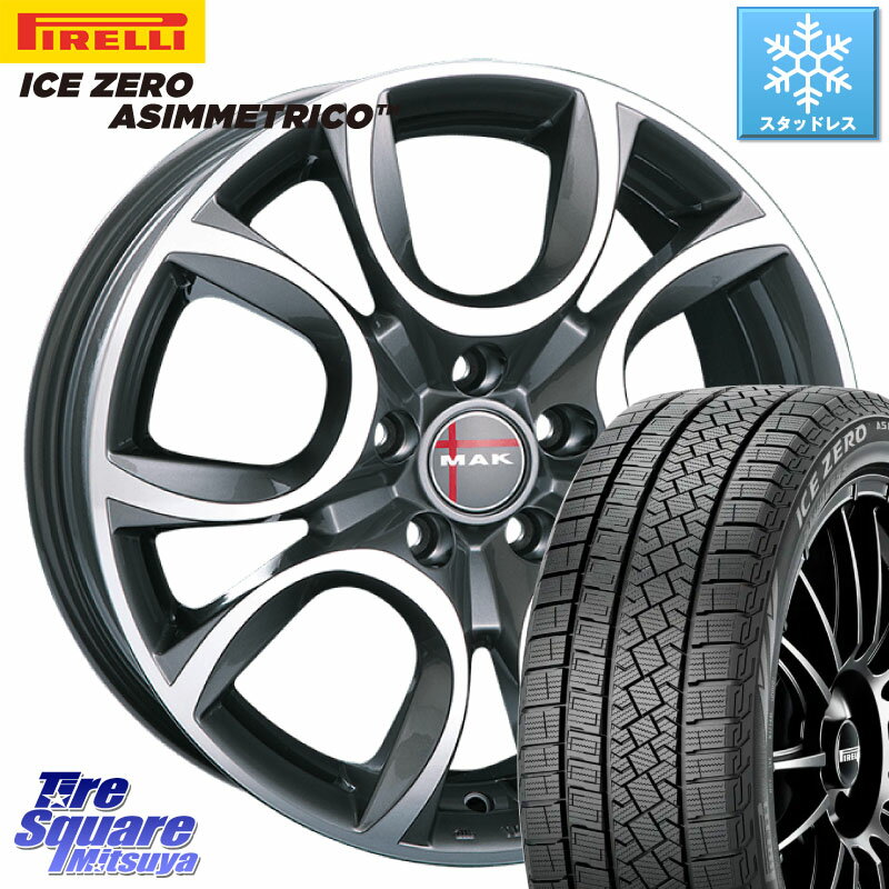 ピレリ ICE ZERO ASIMMETRICO スタッドレス 205/55R16 阿部商会 MAK TORINO(トリノ) ホイール 16インチ 16 X 6.5J(ALFAROMEO MITO 955) +35 4穴 98 アルファロメオ MITO ミト