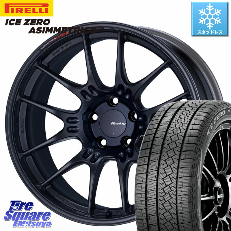 ピレリ ICE ZERO ASIMMETRICO スタッドレス 225/60R18 ENKEI エンケイ RACING GTC02 BK ホイール 18インチ 18 X 7.5J +48 5穴 114.3 CX-5 アウトバック