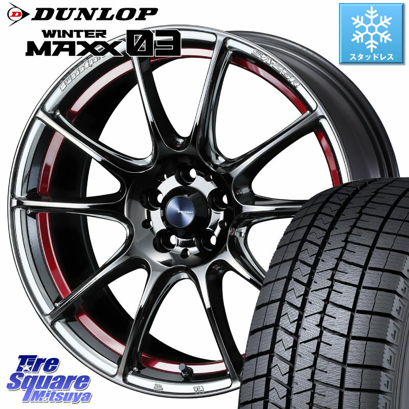 DUNLOP ウィンターマックス03 WM03 ダンロップ スタッドレス 225/45R18 WEDS SA-25R RED ウェッズ スポーツ ホイール 18インチ 18 X 7.5J +45 5穴 114.3