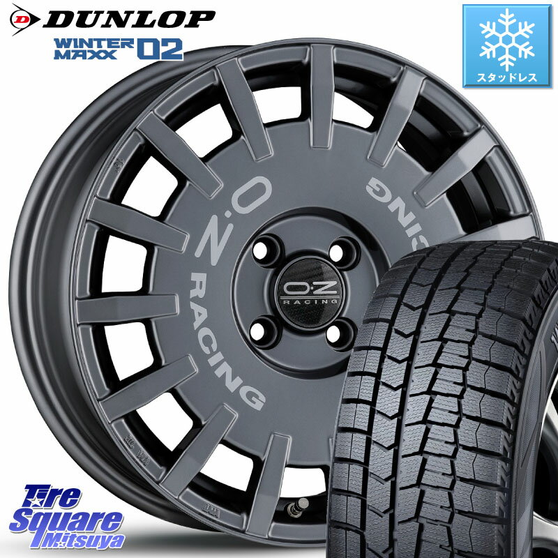 DUNLOP ウィンターマックス02 WM02 ダンロップ スタッドレス 195/55R16 OZ Rally Racing ラリーレーシング GRA 専用KIT付属 16インチ 16 X 6.5J(RENAUT LUTECIA RH) +45 4穴 100 ルノー ルーテシア