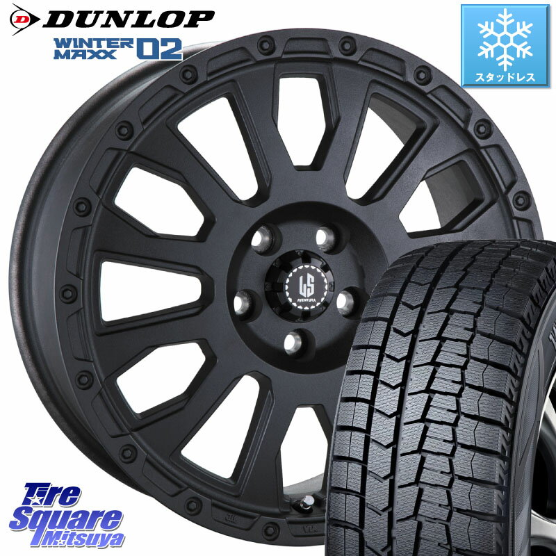 DUNLOP ウィンターマックス02 WM02 ダンロップ スタッドレス 205/55R16 阿部商会 LA STRADA AVENTURA アヴェンチュラ BK 16インチ 16 X 7.0J +42 5穴 114.3 ヤリス リーフ