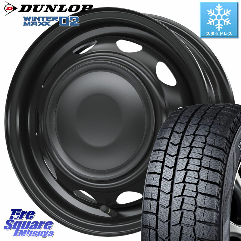 DUNLOP ウィンターマックス02 WM02 ダンロップ スタッドレス 165/65R14 WEDS 14044 NeoCarrow ネオキャロ ブラック スチール 在庫● 14インチ ホイール 14 X 4.5J +45 4穴 100 ハスラー ソリオ デリカミニ