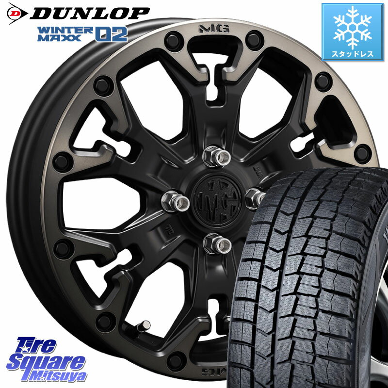 DUNLOP ウィンターマックス02 WM02 特価 ダンロップ スタッドレス 155/65R14 CRIMSON MG GOLEM Jr ホイール 14インチ 14 X 4.5J +43 4穴 100 デリカミニ