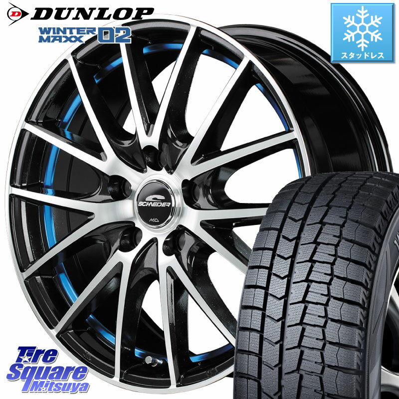 DUNLOP ウィンターマックス02 WM02 XL ダンロップ スタッドレス 185/65R15 MANARAY MID SCHNEIDER シュナイダー RX27 RX-27 ホイール 4本 15インチ 15 X 6.0J +45 5穴 100 シエンタ プリウス